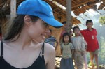 graphic UNHCR Goodwill Ambassador Angelina Jolie shares a laugh with Karenni refugee children in Ban Mai Nai Soi camp. © UNHCR/K.McKinsey